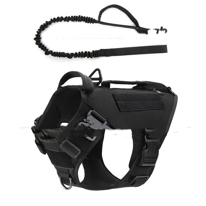 HKM-1959741 Tactical Dog Chest Strap with Accessory Options in Black and Mud Colors