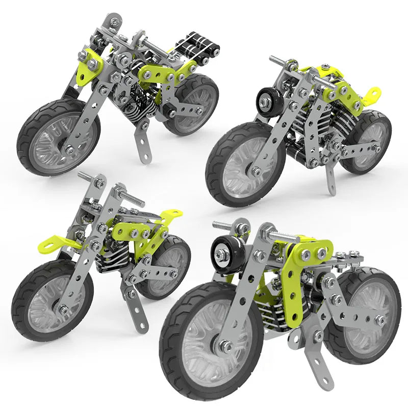 HKM-195987 3D Stainless Steel Motorcycle Model Puzzle Toy for Kids - DIY Educational Building Blocks Set