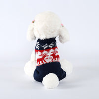 HKM-195987 Holiday-Ready Personalized Knitted Dog Sweater in Navy Blue, Available in Multiple Sizes