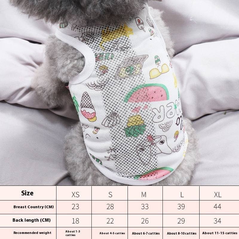 HKM-1960125 Ice Cream Net Vest for Maltese Puppies - Sizes XS to XL, Casual Pet Clothing