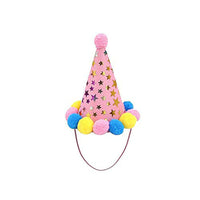 HKM-1960381 Sequin Design Pet Birthday Hat and Bib for Cats and Dogs, Adjustable Polyester Headwear in Blue and Pink