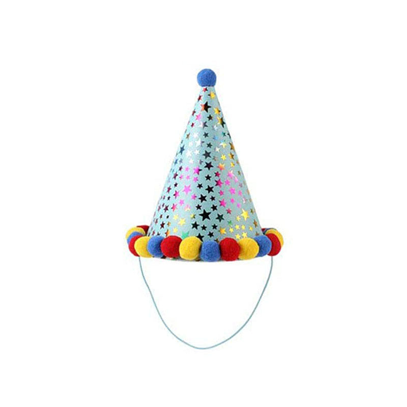 HKM-1960381 Sequin Design Pet Birthday Hat and Bib for Cats and Dogs, Adjustable Polyester Headwear in Blue and Pink
