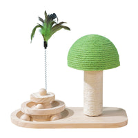 HKM-1962173 Durable Pine Wood Turntable Cat Toy with Sisal Balls - Interactive Fun for Cats