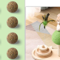 HKM-1962173 Durable Pine Wood Turntable Cat Toy with Sisal Balls - Interactive Fun for Cats