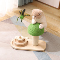 HKM-1962173 Durable Pine Wood Turntable Cat Toy with Sisal Balls - Interactive Fun for Cats