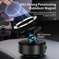 HKM-196307 15W Magnetic Wireless Car Charger Mount with 360-Degree Rotation and Stable Glass Vacuum Adsorption for Easy Mobile Screen Access