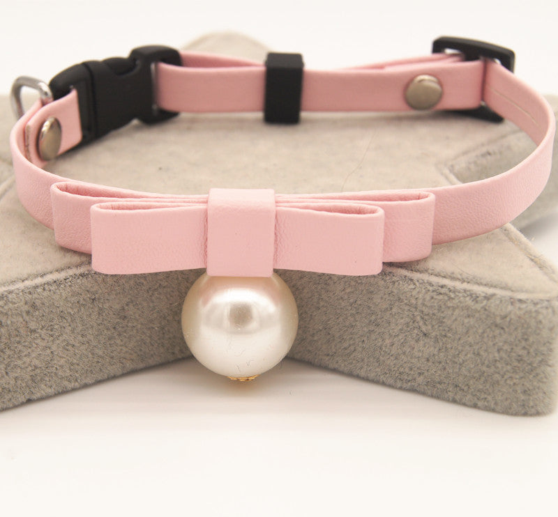 HKM-1963325 Seven-Color Leather Pet Collar with Bow for Cats and Dogs - Suitable for All Seasons and Various Festivities
