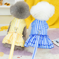 HKM-1963709 Casual Blue and Yellow Skirt for Small to Medium Dogs, 25% Cotton and 75% Polyester, Includes Lead Rope