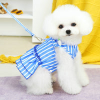HKM-1963709 Casual Blue and Yellow Skirt for Small to Medium Dogs, 25% Cotton and 75% Polyester, Includes Lead Rope