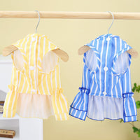 HKM-1963709 Casual Blue and Yellow Skirt for Small to Medium Dogs, 25% Cotton and 75% Polyester, Includes Lead Rope