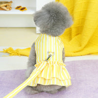HKM-1963709 Casual Blue and Yellow Skirt for Small to Medium Dogs, 25% Cotton and 75% Polyester, Includes Lead Rope