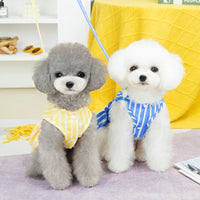 HKM-1963709 Casual Blue and Yellow Skirt for Small to Medium Dogs, 25% Cotton and 75% Polyester, Includes Lead Rope