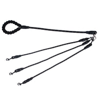 HKM-1965117 Durable Nylon Traction Dog Leash for Three Pets - Wear-Resistant Design, Black/Red Options