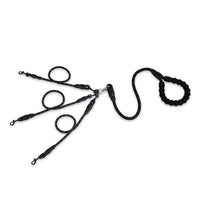 HKM-1965117 Durable Nylon Traction Dog Leash for Three Pets - Wear-Resistant Design, Black/Red Options