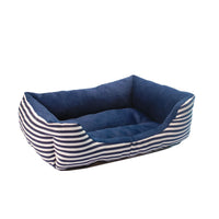 HKM-1965373 Retro Square Pet Nest Sofa with Classic Monochrome Stripes in Red and Blue, Available in Multiple Sizes
