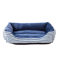 HKM-1965373 Retro Square Pet Nest Sofa with Classic Monochrome Stripes in Red and Blue, Available in Multiple Sizes