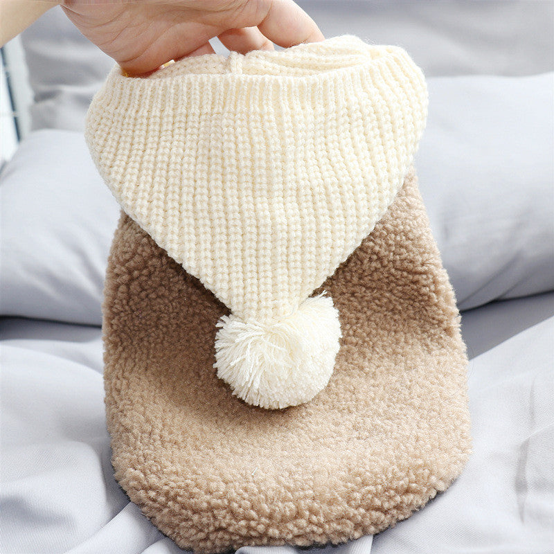 HKM-1965757 Warm Cotton Clothes for Small Dogs and Puppies - Casual Style, Available in Brown and Bean Paste, Multiple Sizes