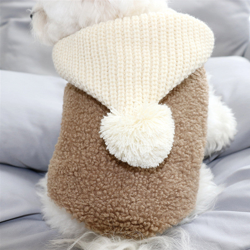 HKM-1965757 Warm Cotton Clothes for Small Dogs and Puppies - Casual Style, Available in Brown and Bean Paste, Multiple Sizes