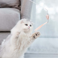 HKM-1966141 Telescopic Cat Toy Laser Stick with Feathers in 3 Vibrant Styles