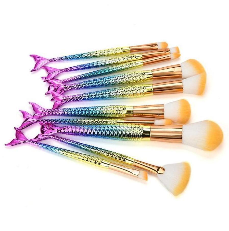 HKM-196627 Mermaid Multicolor Makeup Brush Set for Powder and Eye Shadow Application