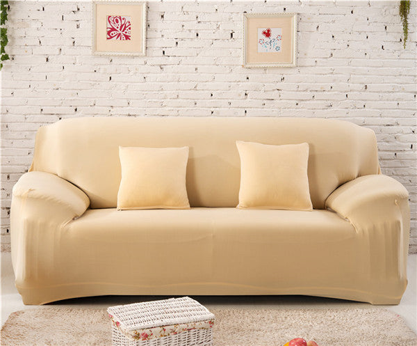 HKM-196627 Stretch Sofa Cover for Sectional Sofas, Modern Plain Design, Multiple Sizes Available with Pillowcases