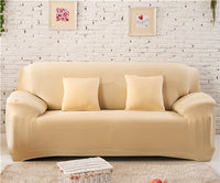 HKM-196627 Stretch Sofa Cover for Sectional Sofas, Modern Plain Design, Multiple Sizes Available with Pillowcases