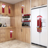HKM-196691 Christmas Refrigerator Handle Covers Set - 8 Pieces of Flannelette Santa Gloves, Easy to Install and Remove, 38x13 cm