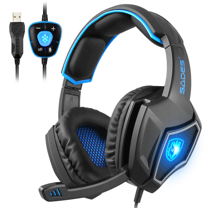 HKM-196755 7.1 Virtual Surround Sound Gaming Headset with Reflective Microphone