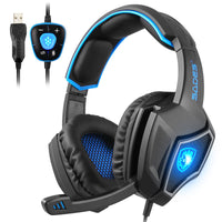 HKM-196755 7.1 Virtual Surround Sound Gaming Headset with Reflective Microphone