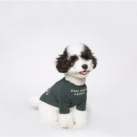 HKM-1967677 Simple Cotton T-Shirt for Pets in Dark Green and Beige, Available in Multiple Sizes