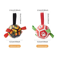 HKM-1968573 Interactive Dog Soccer Ball Toy with Straps - Perfect for Tug of War, Water Play, and Holiday Gifts