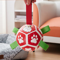 HKM-1968573 Interactive Dog Soccer Ball Toy with Straps - Perfect for Tug of War, Water Play, and Holiday Gifts