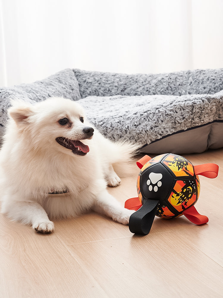 HKM-1968573 Interactive Dog Soccer Ball Toy with Straps - Perfect for Tug of War, Water Play, and Holiday Gifts