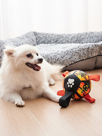 HKM-1968573 Interactive Dog Soccer Ball Toy with Straps - Perfect for Tug of War, Water Play, and Holiday Gifts
