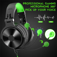 HKM-196883 Over-Ear Wired Gaming Headphones with Microphone and 50mm Drivers