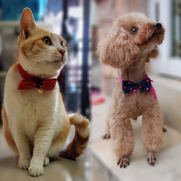 HKM-1969085 Adjustable Polyester Dog and Cat Bow Tie with Copper Bell