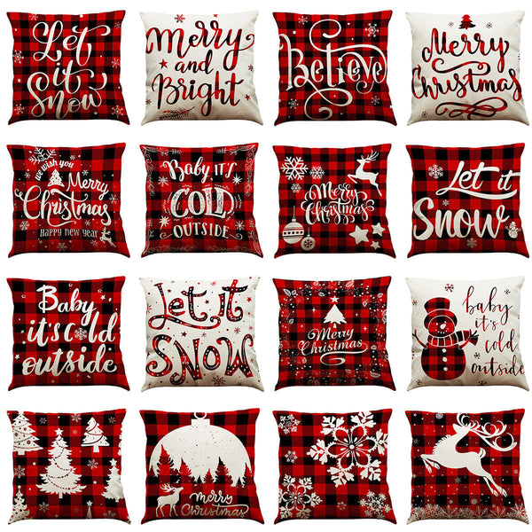 HKM-196947 Christmas Cotton and Linen Throw Pillow Covers in Various Colors - 45 x 45 cm