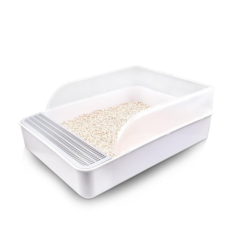 HKM-197075 Semi-Enclosed Cat Litter Box with Easy Access Door and Privacy Design