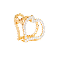 HKM-197139 Alloy Claw Clip in Peach Heart Pearl and Fan Shape for Women