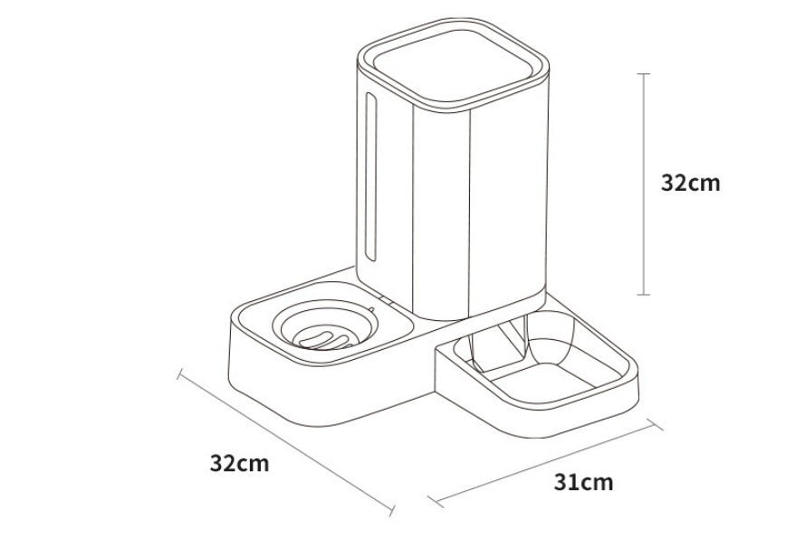 HKM-1973053 Automatic Pet Water Dispenser with Double Plastic Bowls - Grey, Blue, Purple - 32x31x32cm