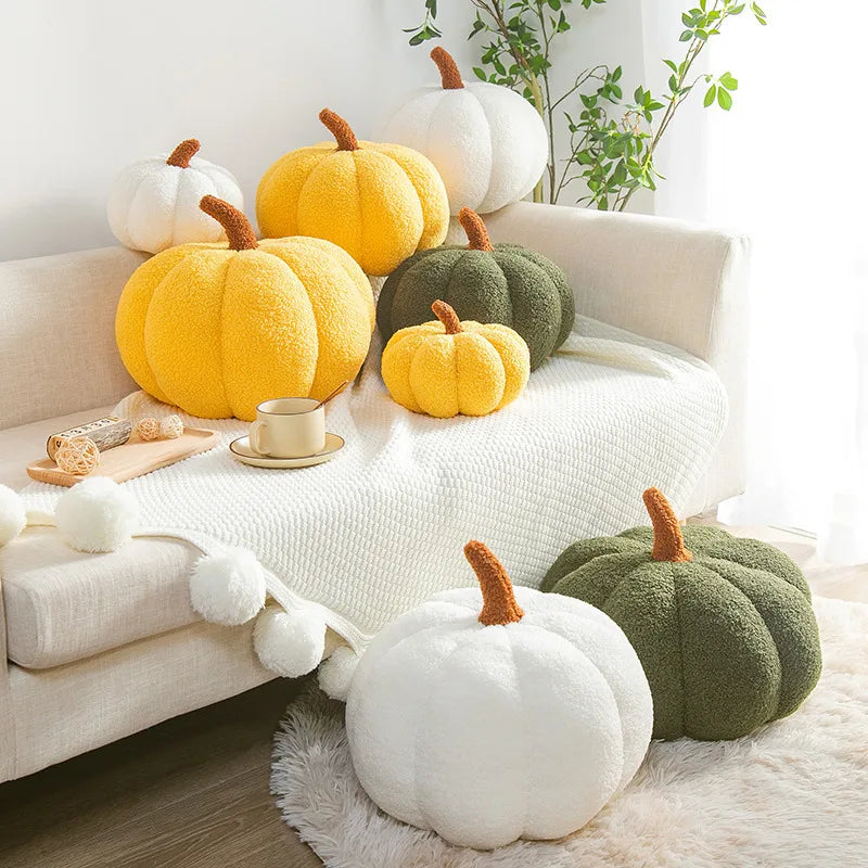 HKM-197395 Plush Pumpkin Stuffed Pillow - Soft Velvet Cushion for Kids 2 Years & Up - Various Heights Available