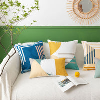 HKM-197523 Solid Color Daisy Embroidered Sofa Cushion Cover - 45x45cm & 30x50cm Sizes