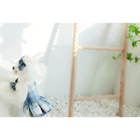 HKM-1976125 Cute Blue Plaid Suspender Skirt for Pets - College Style Dress in Light and Dark Blue Options