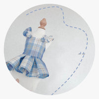 HKM-1976125 Cute Blue Plaid Suspender Skirt for Pets - College Style Dress in Light and Dark Blue Options