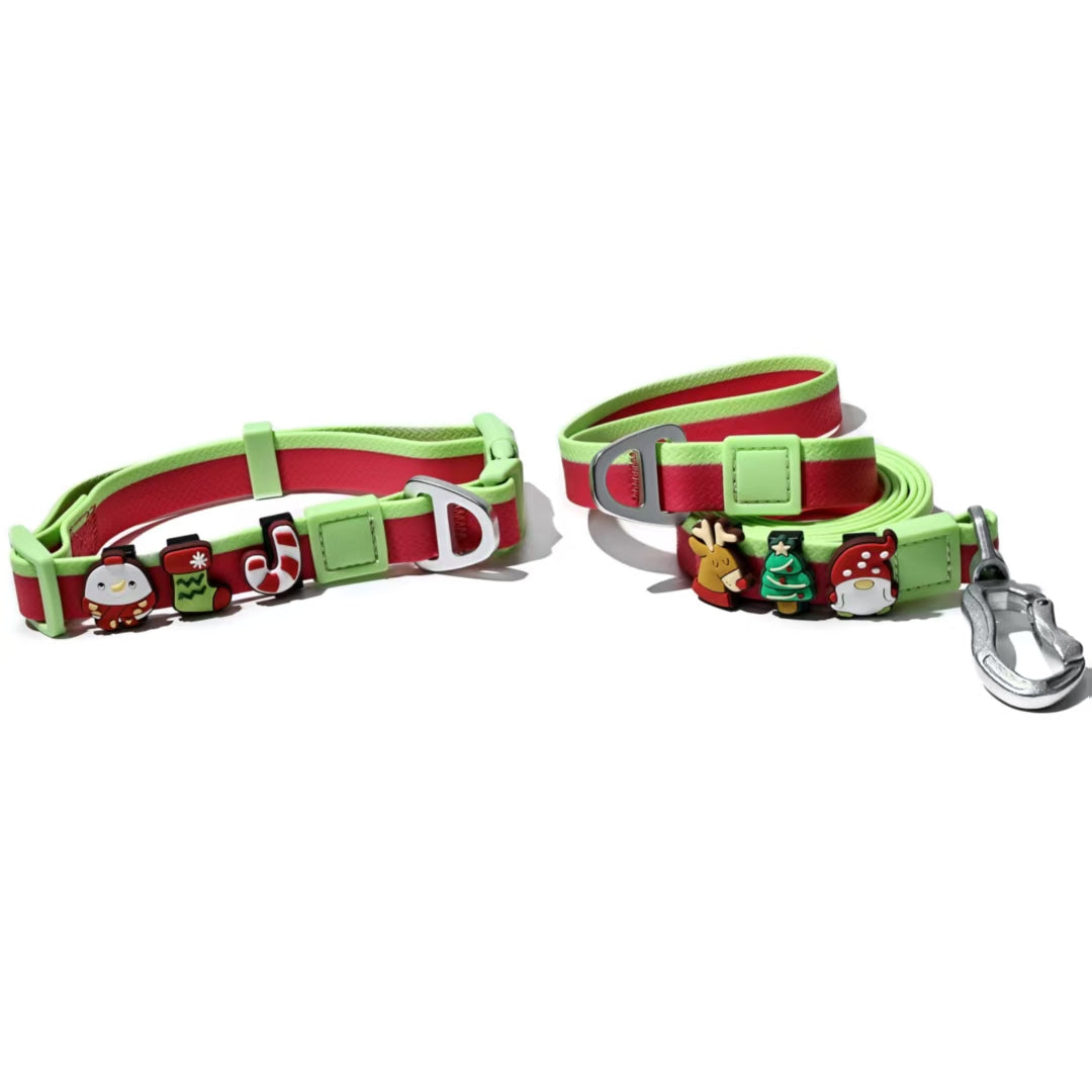 HKM-1976637 Dual-Color Embossed Dog Leash Set with 12 Customizable Accessories