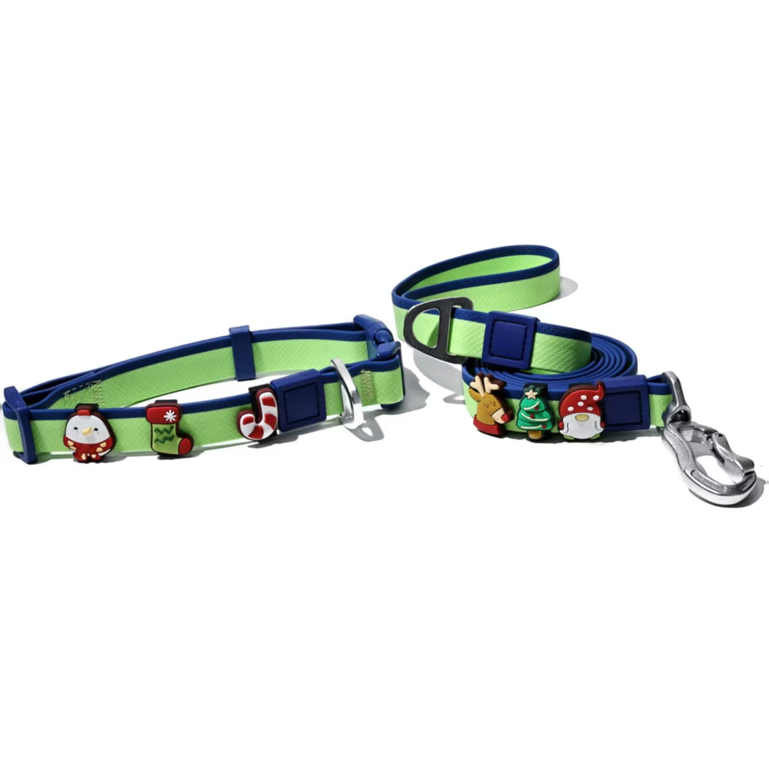 HKM-1976637 Dual-Color Embossed Dog Leash Set with 12 Customizable Accessories