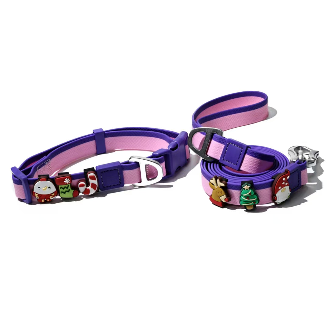 HKM-1976637 Dual-Color Embossed Dog Leash Set with 12 Customizable Accessories