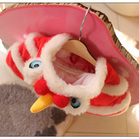 HKM-1977405 Cozy Red Cotton Winter Cloak for Cats - Lion Shawl Style