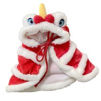 HKM-1977405 Cozy Red Cotton Winter Cloak for Cats - Lion Shawl Style