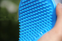 HKM-1978429 Rubber Oval Pet Bath and Massage Brush for Dogs - Available in Red and Blue